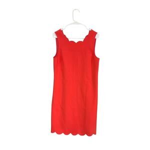 J.Crew Scalloped Hem Sleeveless Red Shift Dress Size 10 Medium